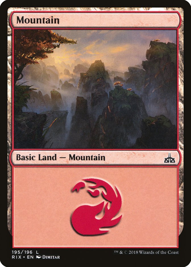 Mountain (195) [Rivals of Ixalan] | Game Grid - Logan