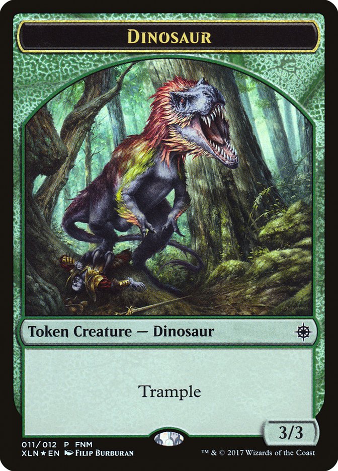 Dinosaur // Treasure Double-Sided Token [Friday Night Magic 2017] | Game Grid - Logan
