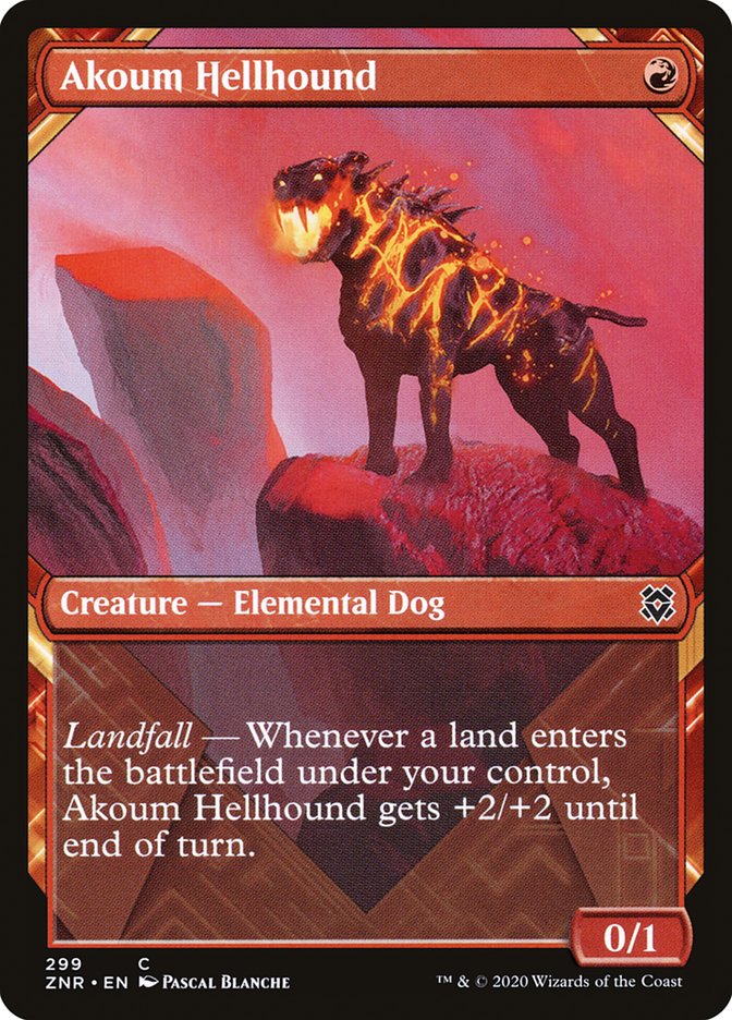 Akoum Hellhound (Showcase) [Zendikar Rising] | Game Grid - Logan