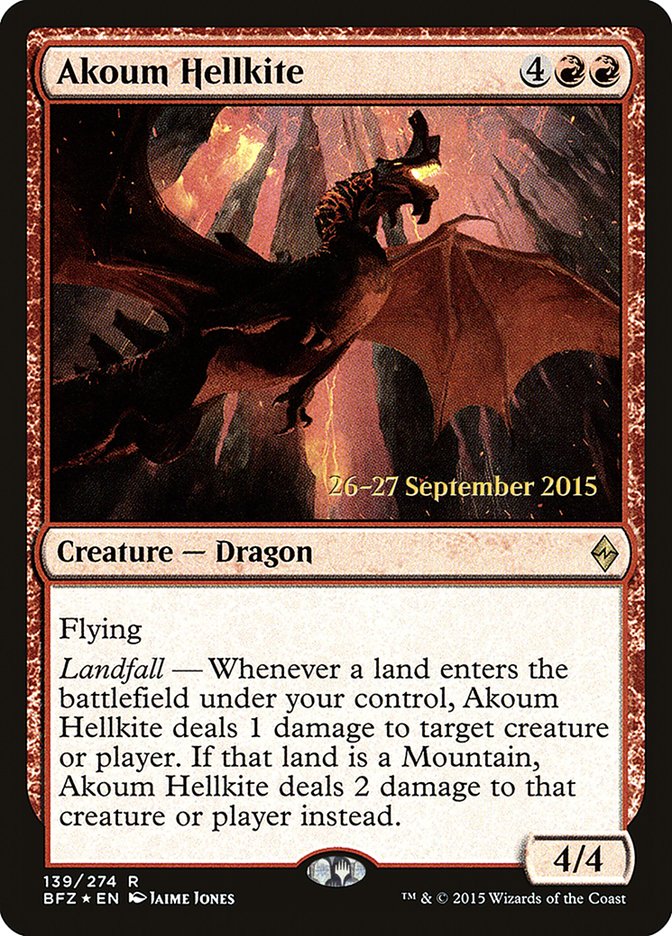 Akoum Hellkite [Battle for Zendikar Prerelease Promos] | Game Grid - Logan