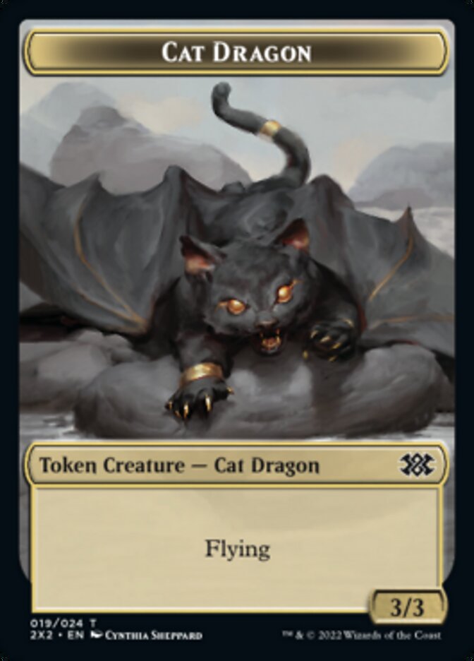 Cat Dragon // Monk Double-Sided Token [Double Masters 2022 Tokens] | Game Grid - Logan