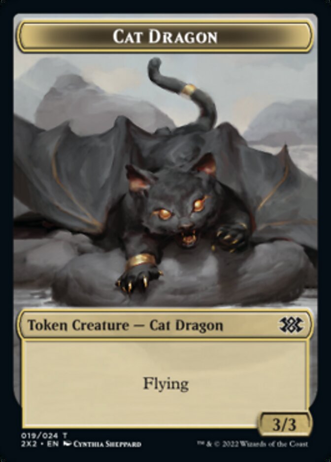 Cat Dragon // Knight Double-Sided Token [Double Masters 2022 Tokens] | Game Grid - Logan