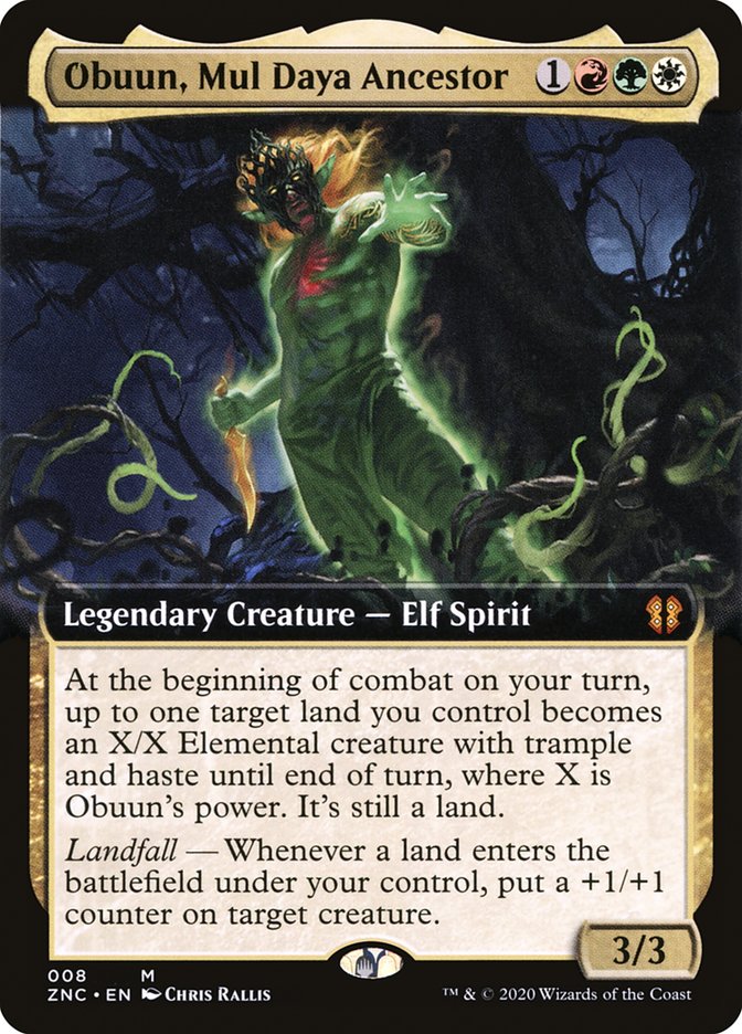 Obuun, Mul Daya Ancestor (Extended Art) [Zendikar Rising Commander] | Game Grid - Logan