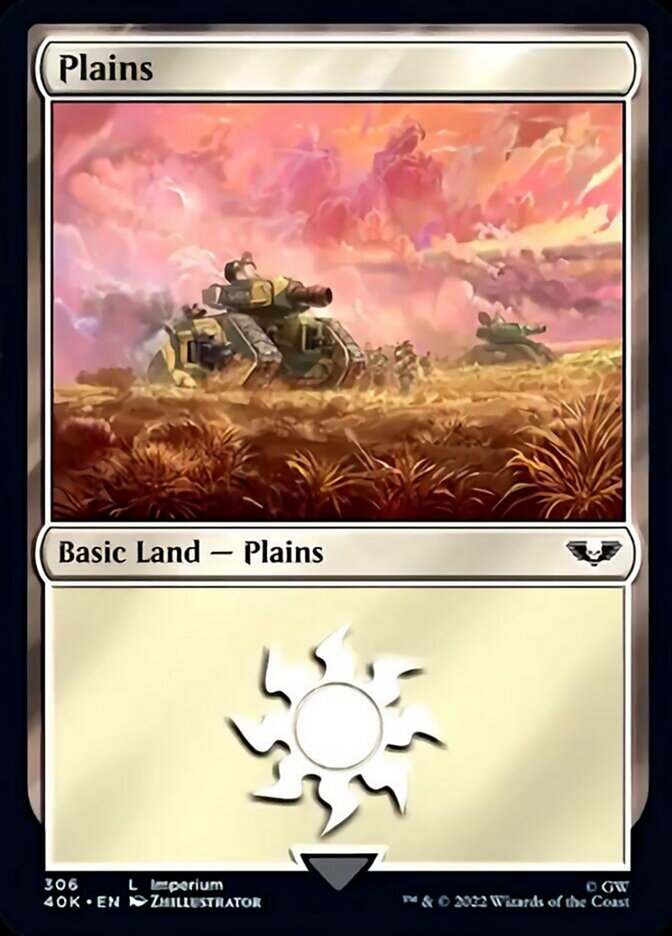 Plains (306) (Surge Foil) [Warhammer 40,000] | Game Grid - Logan