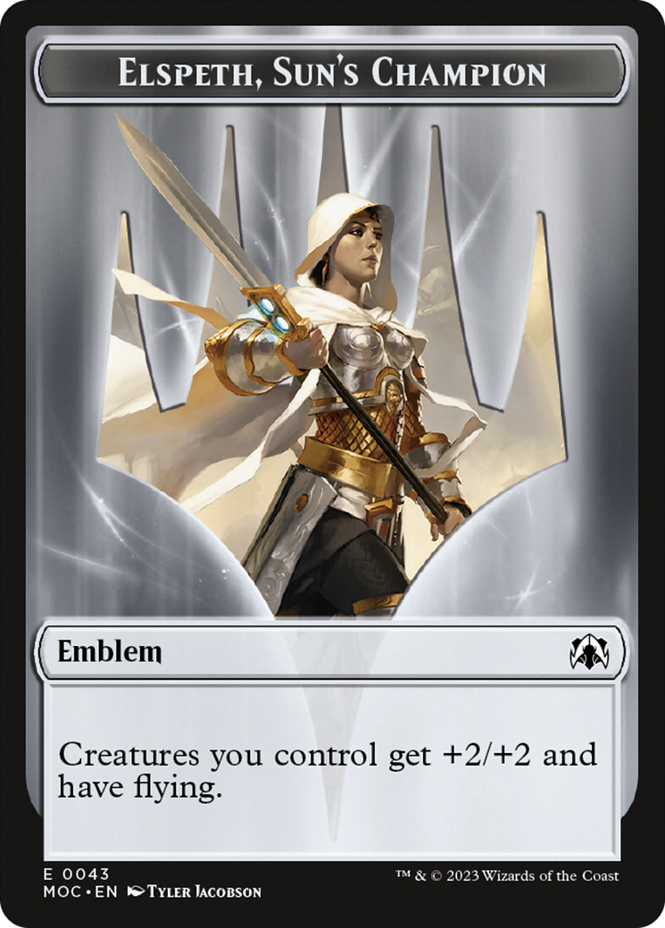 Warrior // Elspeth, Sun's Champion Emblem Double-Sided Token [March of the Machine Commander Tokens] | Game Grid - Logan