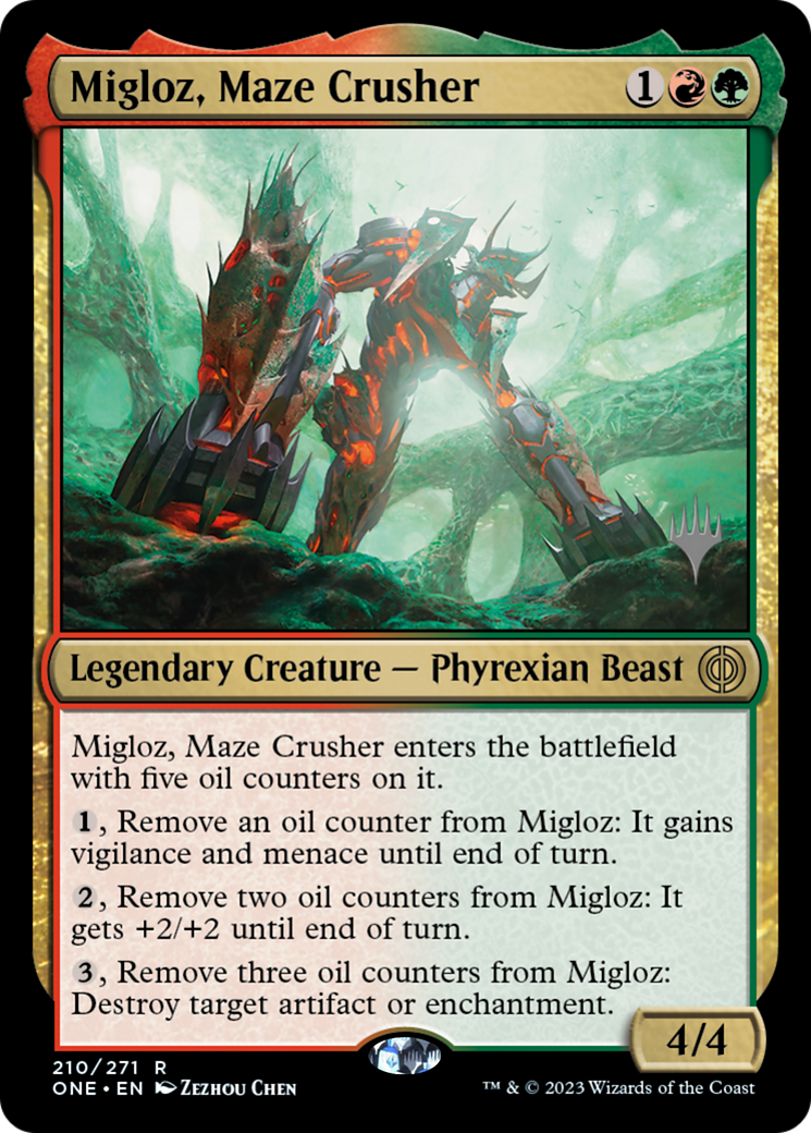 Migloz, Maze Crusher (Promo Pack) [Phyrexia: All Will Be One Promos] | Game Grid - Logan