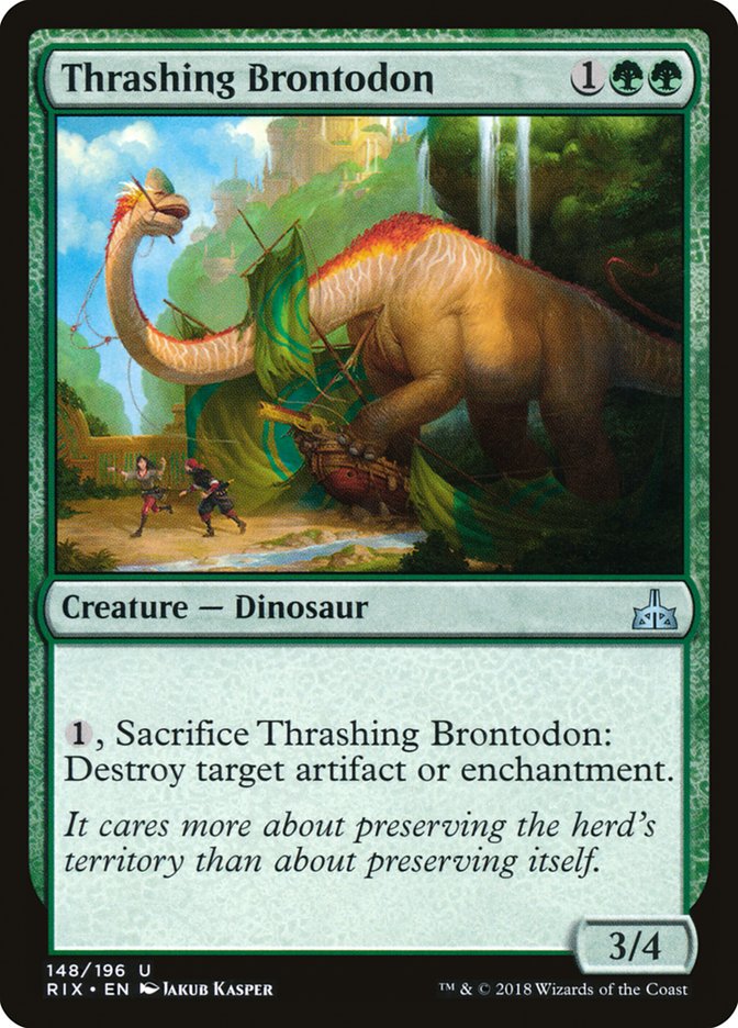 Thrashing Brontodon [Rivals of Ixalan] | Game Grid - Logan