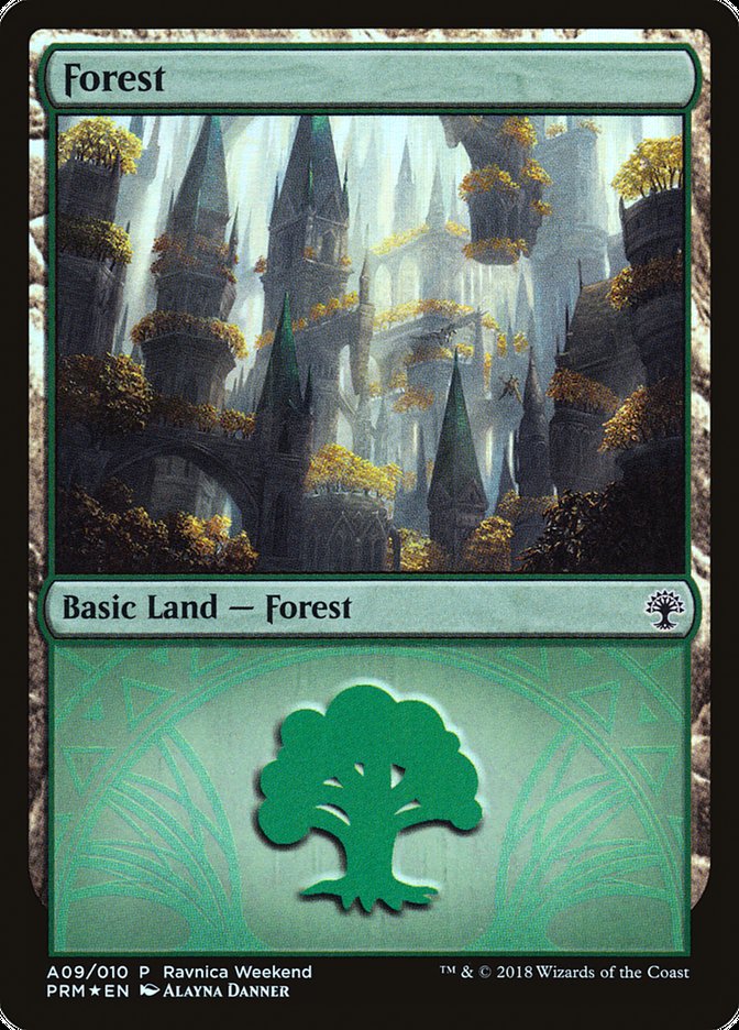 Forest (A09) [Ravnica Allegiance Ravnica Weekend] | Game Grid - Logan