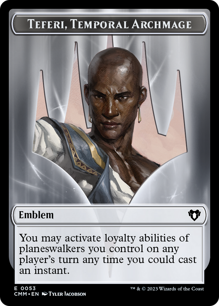 Clue // Emblem - Teferi, Temporal Archmage Double-Sided Token [Commander Masters Tokens] | Game Grid - Logan