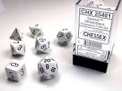 Chessex Gemini 7-Die Set: Opaque White/Black | Game Grid - Logan