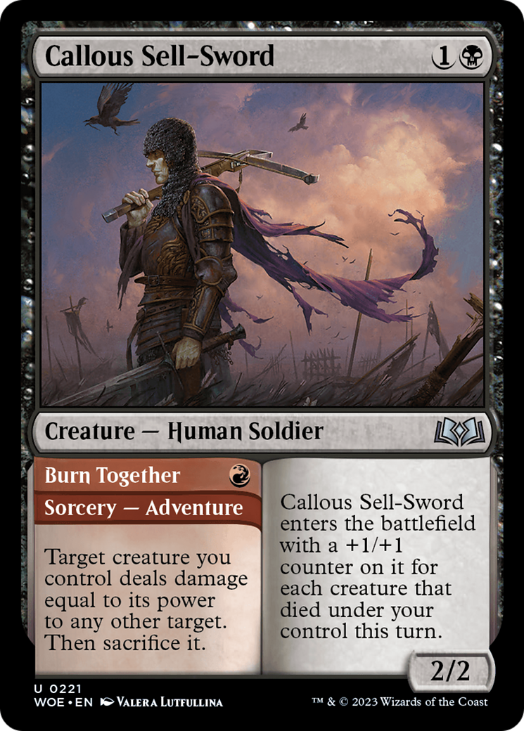 Callous Sell-Sword // Burn Together [Wilds of Eldraine] | Game Grid - Logan