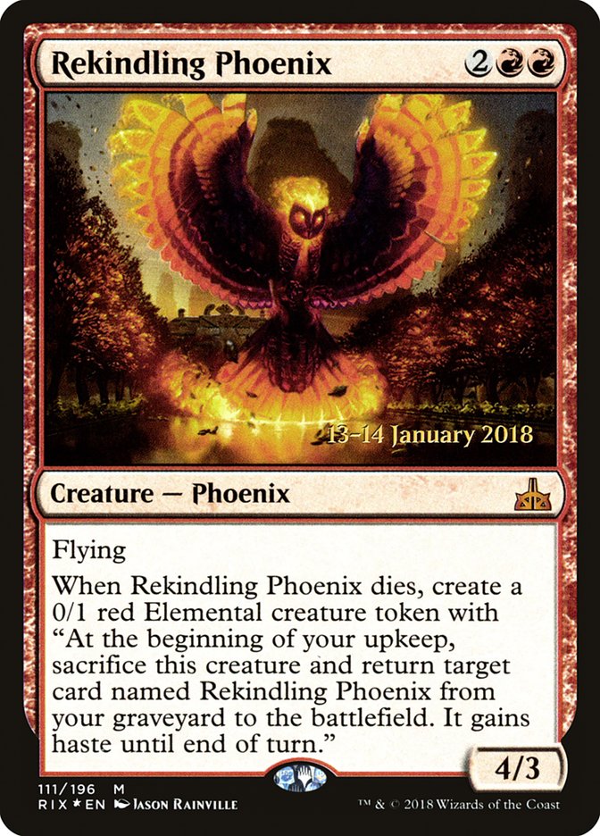 Rekindling Phoenix [Rivals of Ixalan Prerelease Promos] | Game Grid - Logan