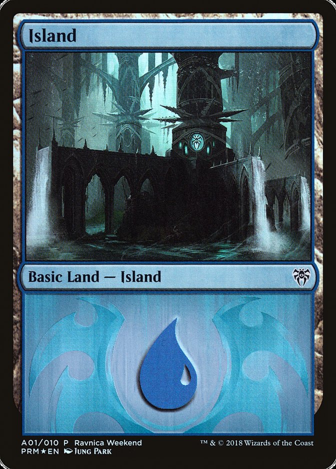 Island (A01) [Ravnica Allegiance Ravnica Weekend] | Game Grid - Logan