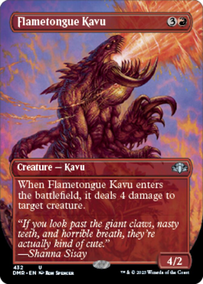 Flametongue Kavu (Borderless Alternate Art) [Dominaria Remastered] | Game Grid - Logan