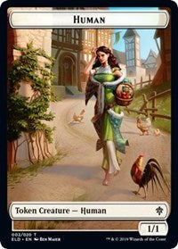 Human // Food (15) Double-Sided Token [Throne of Eldraine Tokens] | Game Grid - Logan