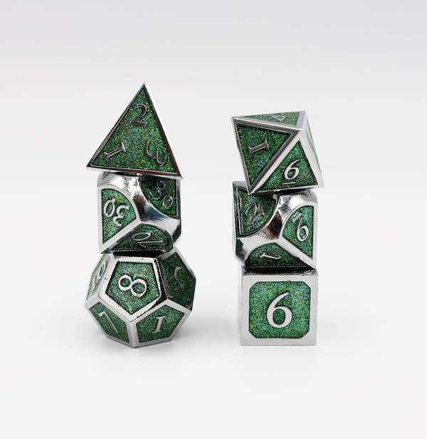 Silver with Emerald Glitter RPG Set | Game Grid - Logan