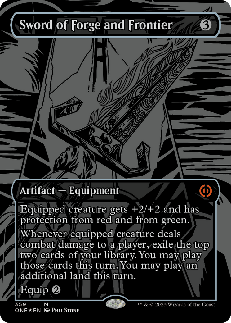Sword of Forge and Frontier (Oil Slick Raised Foil) [Phyrexia: All Will Be One] | Game Grid - Logan
