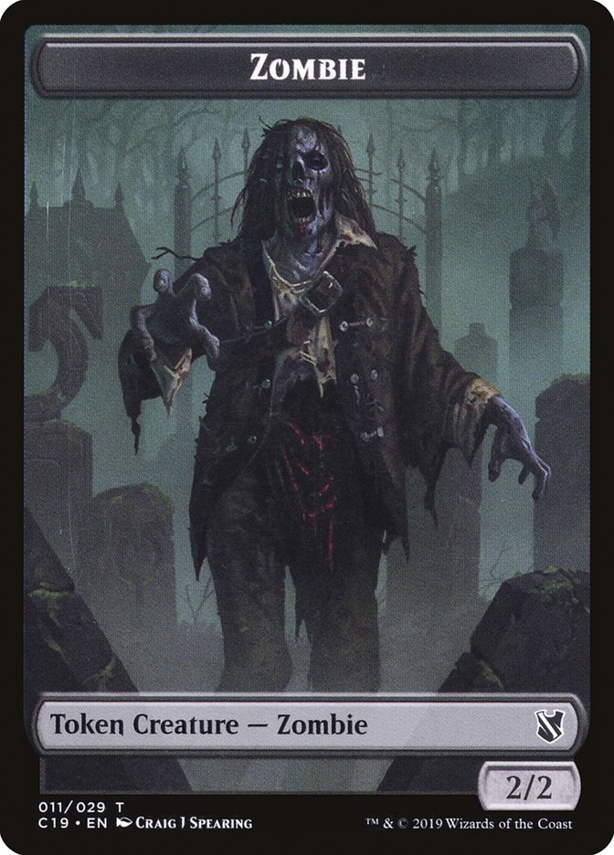 Zombie (010) // Zombie (011) Double-Sided Token [Commander 2019 Tokens] | Game Grid - Logan