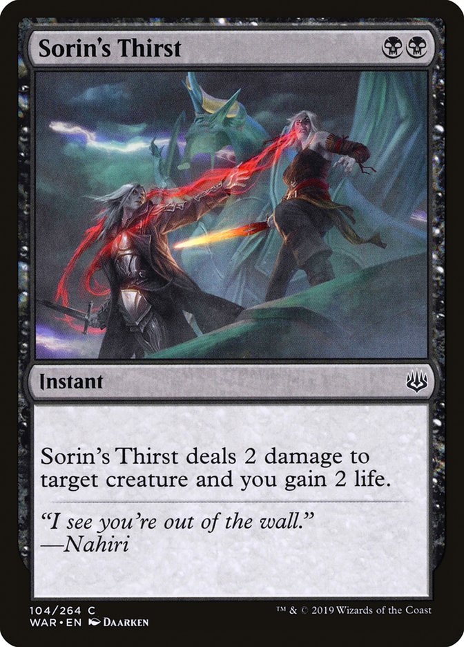 Sorin's Thirst [War of the Spark] | Game Grid - Logan