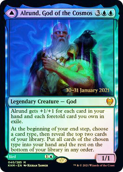 Alrund, God of the Cosmos // Hakka, Whispering Raven [Kaldheim Prerelease Promos] | Game Grid - Logan