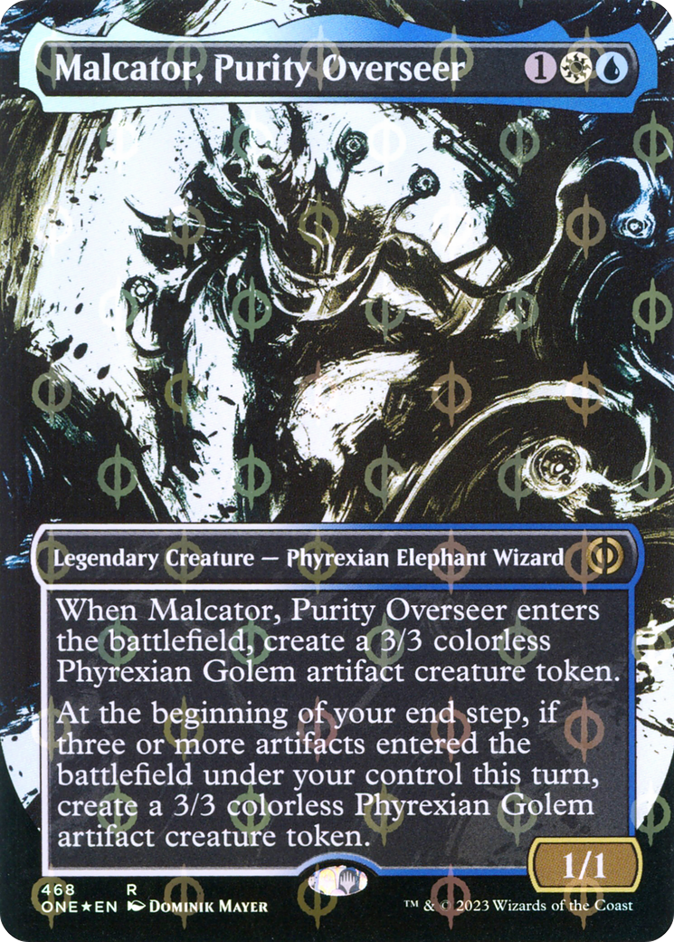 Malcator, Purity Overseer (Borderless Ichor Step-and-Compleat Foil) [Phyrexia: All Will Be One] | Game Grid - Logan