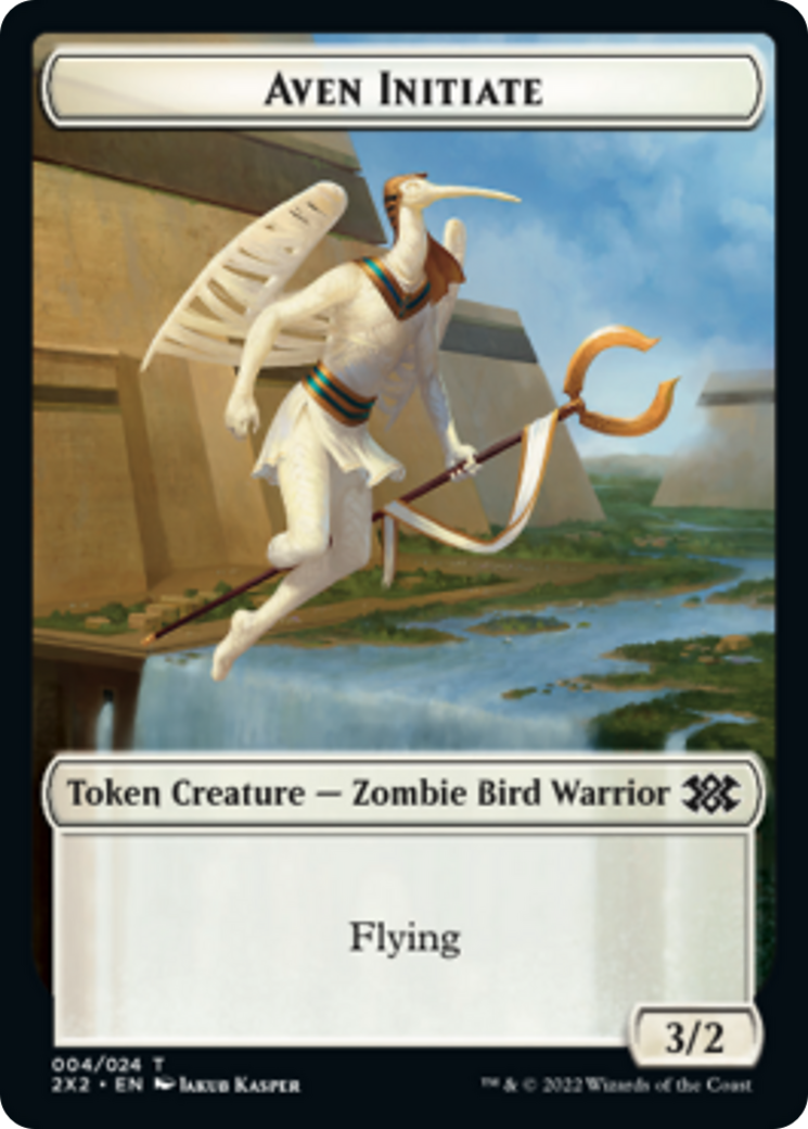 Worm // Aven Initiate Double-Sided Token [Double Masters 2022 Tokens] | Game Grid - Logan