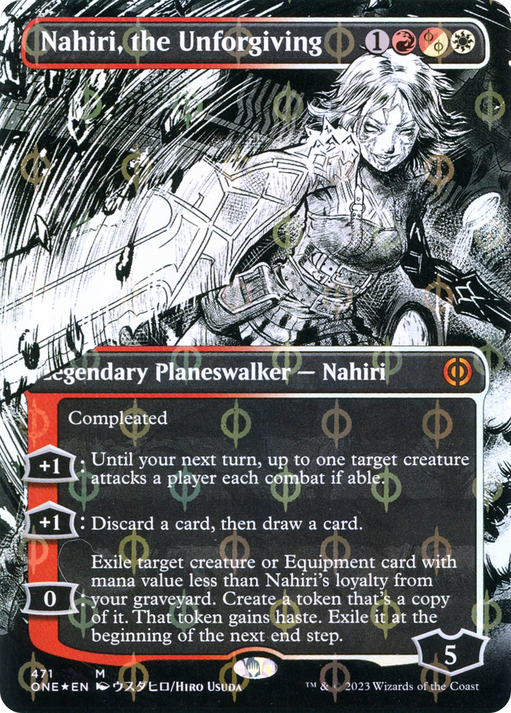 Nahiri, the Unforgiving (Borderless Manga Step-and-Compleat Foil) [Phyrexia: All Will Be One] | Game Grid - Logan