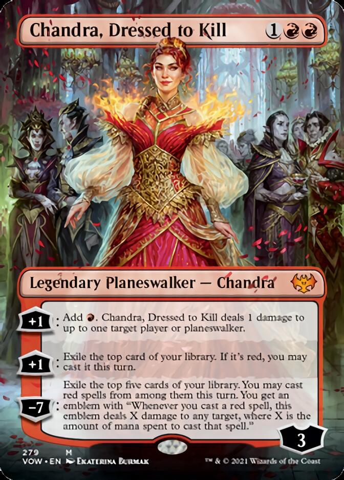 Chandra, Dressed to Kill (Borderless) [Innistrad: Crimson Vow] | Game Grid - Logan