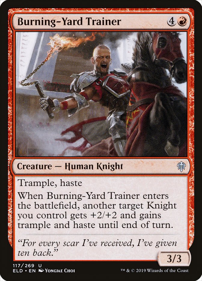 Burning-Yard Trainer [Throne of Eldraine] | Game Grid - Logan