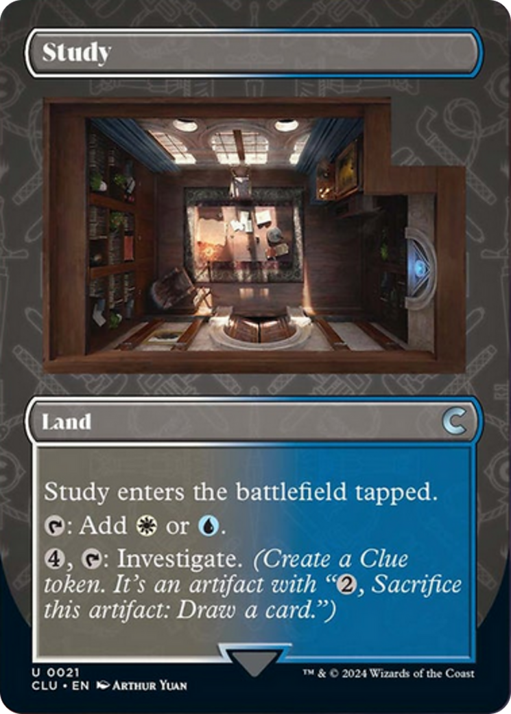 Study (Borderless) [Ravnica: Clue Edition] | Game Grid - Logan