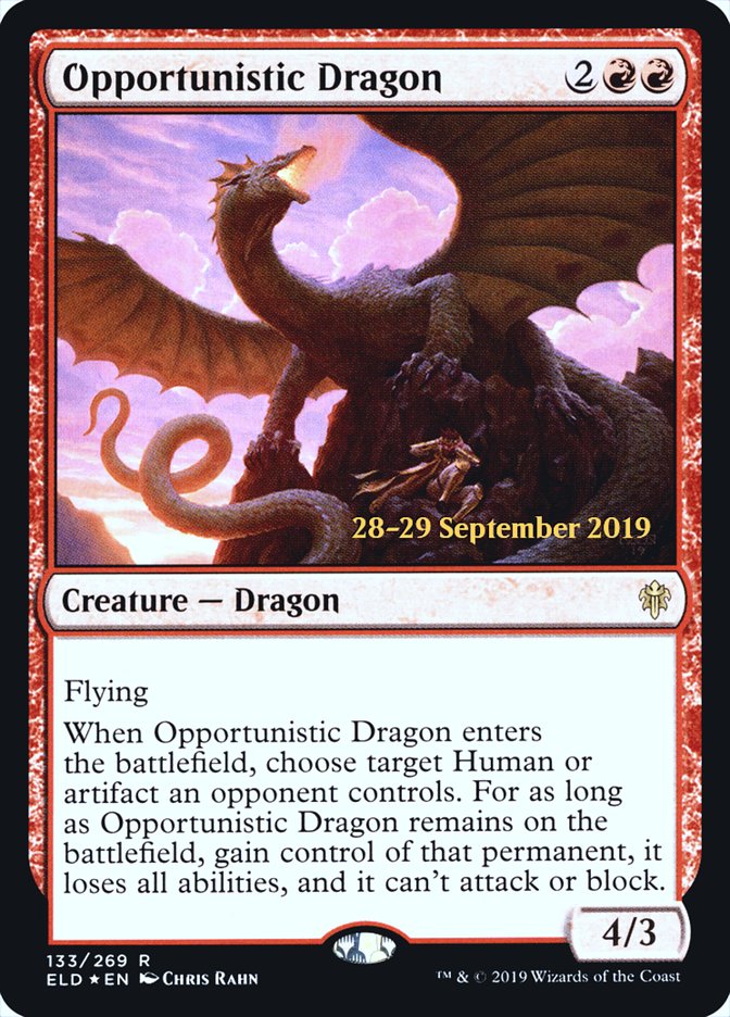 Opportunistic Dragon [Throne of Eldraine Prerelease Promos] | Game Grid - Logan