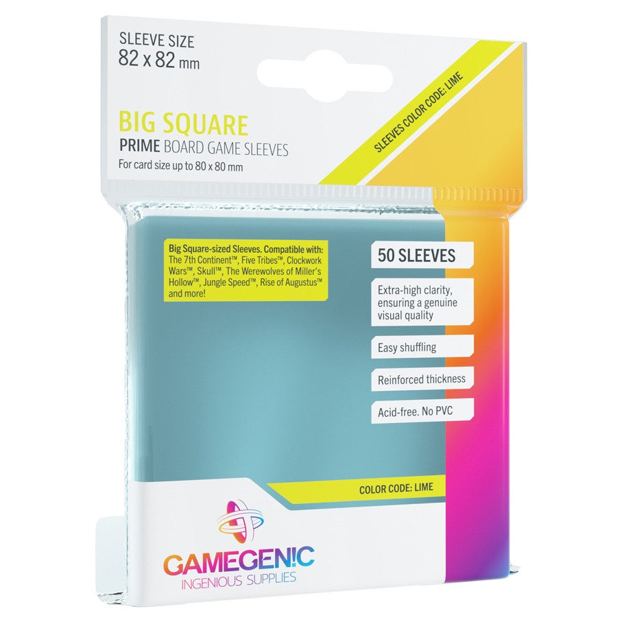GameGenic "Big Square" Lime Card Sleeves (82x82mm) | Game Grid - Logan