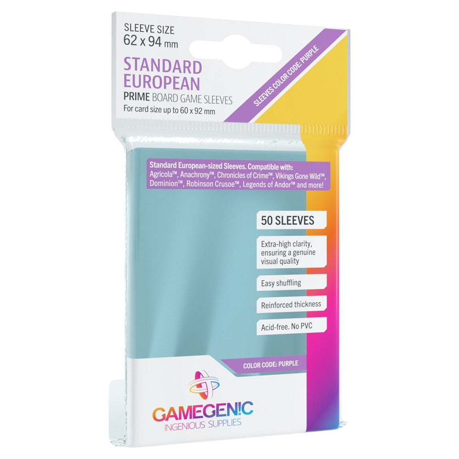 GameGenic "Standard European" Purple Card Sleeves (62x94mm) | Game Grid - Logan