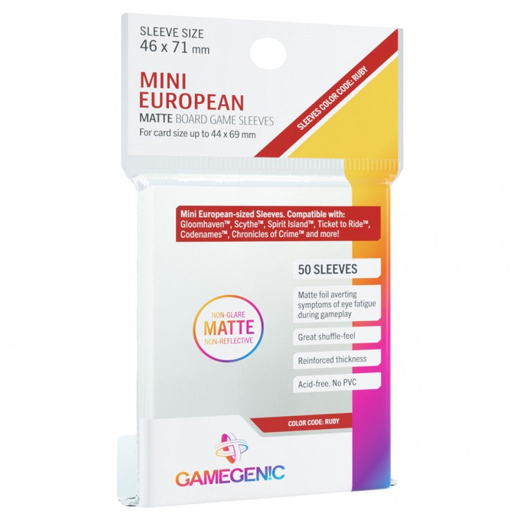 GameGenic "Mini European" Matte Ruby Card Sleeves (44x69mm) | Game Grid - Logan