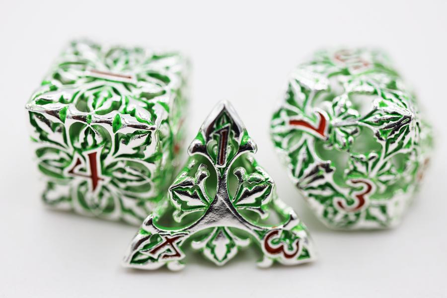 Fleur de Lis: Green Hollow Metal RPG Dice Set | Game Grid - Logan