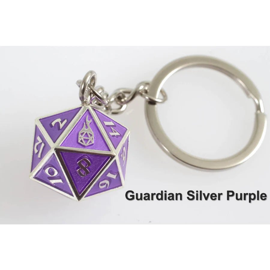Fob of Fate D20 Keychain: Guardian Silver Purple | Game Grid - Logan