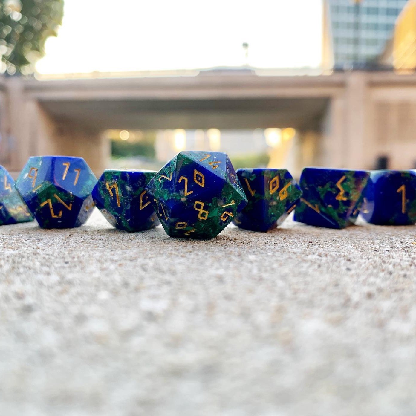 Gemstone Dice: Lapis Malachite Trustone | Game Grid - Logan