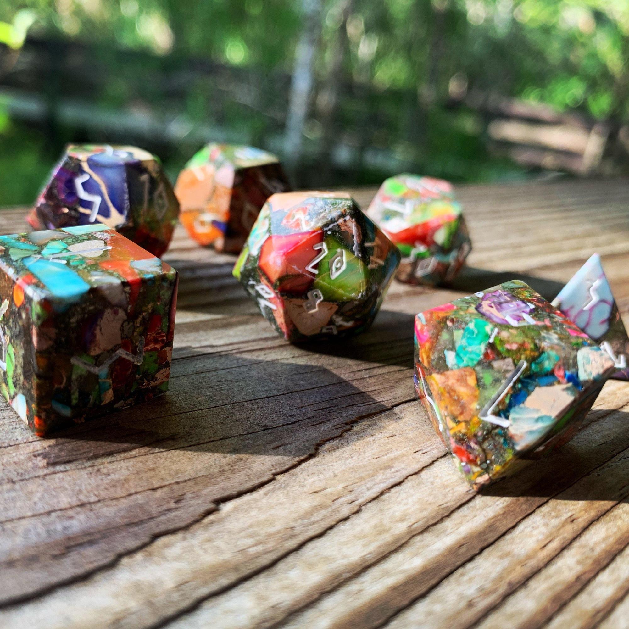 Gemstone Dice: Mardi Gras Imperial Jasper Trustone | Game Grid - Logan