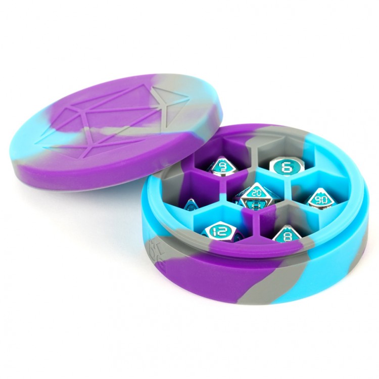 Silicone Round Dice Case - Purple/Teal/Grey | Game Grid - Logan