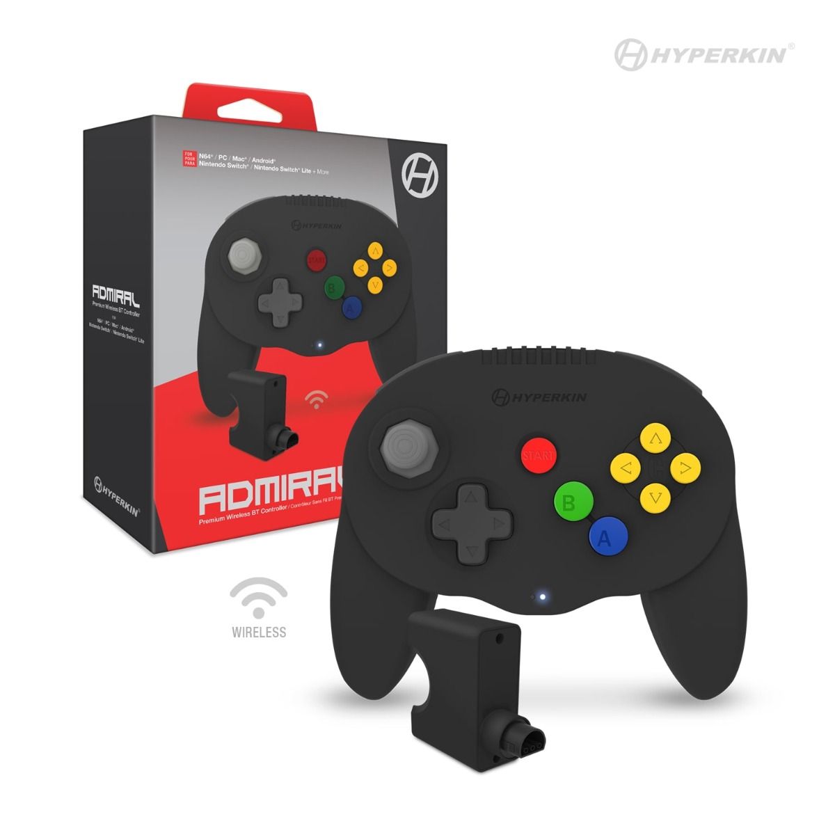 "Admiral" Wireless BT Controller for N64/Switch/PC (Black) | Game Grid - Logan