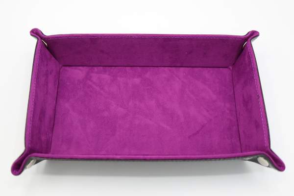 Leatherette & Velvet Dice Tray (Black w/ Magenta Rectangle) | Game Grid - Logan