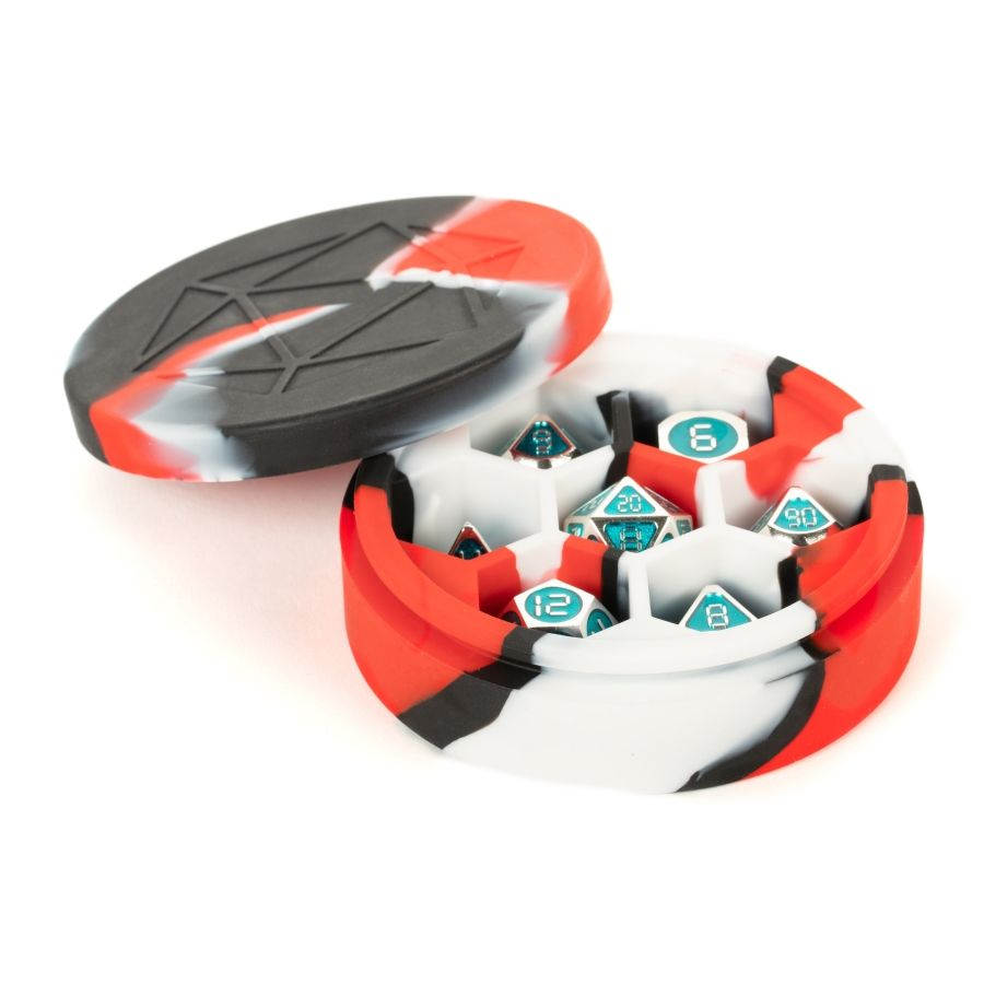 Silicone Round Dice Case - Red/Black/White | Game Grid - Logan