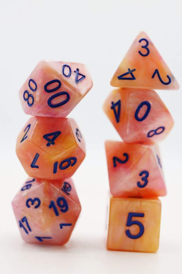 Orange Marble RPG Dice Set | Game Grid - Logan