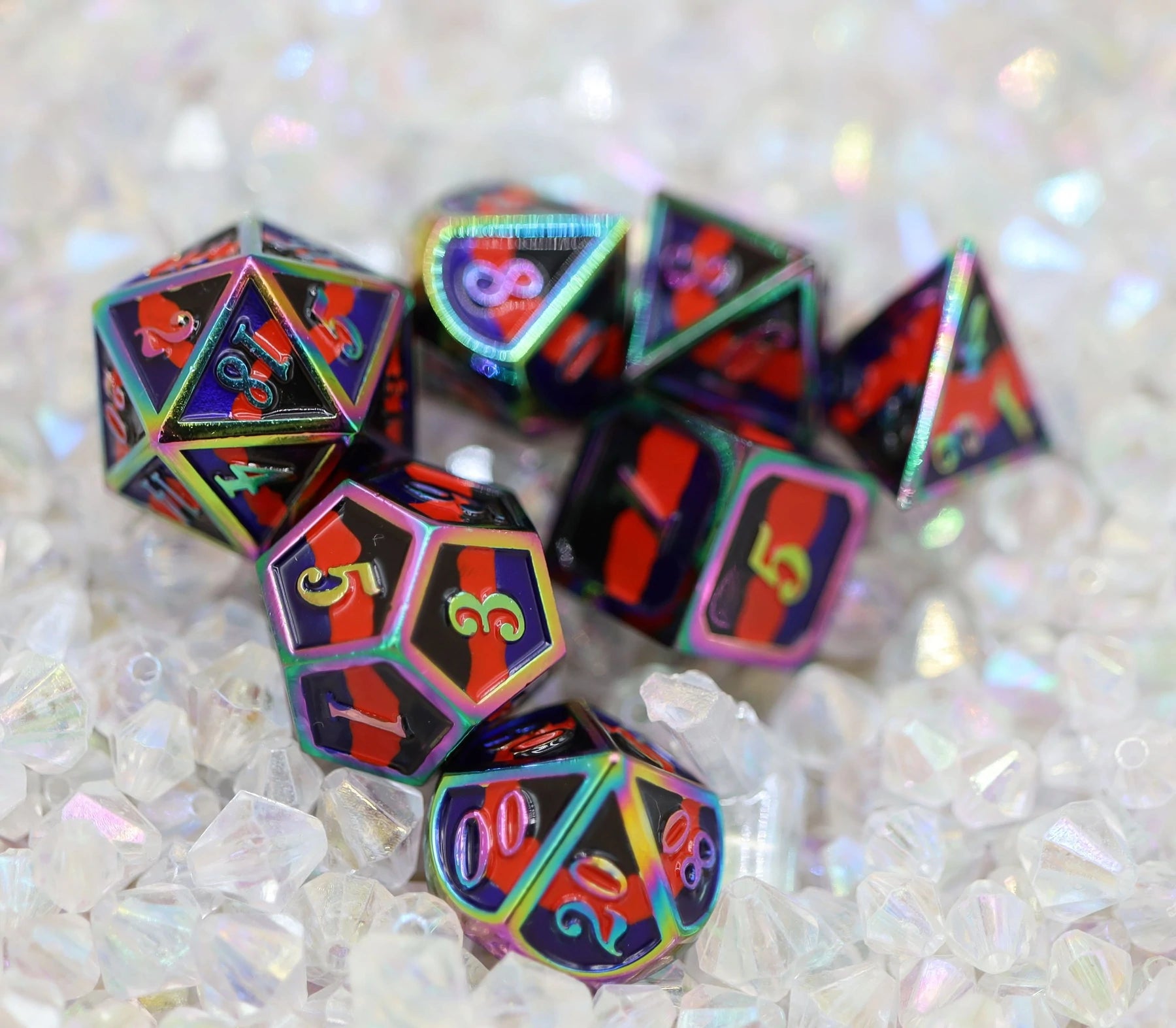 Poly Pride Flag - RPG Metal Dice Set | Game Grid - Logan