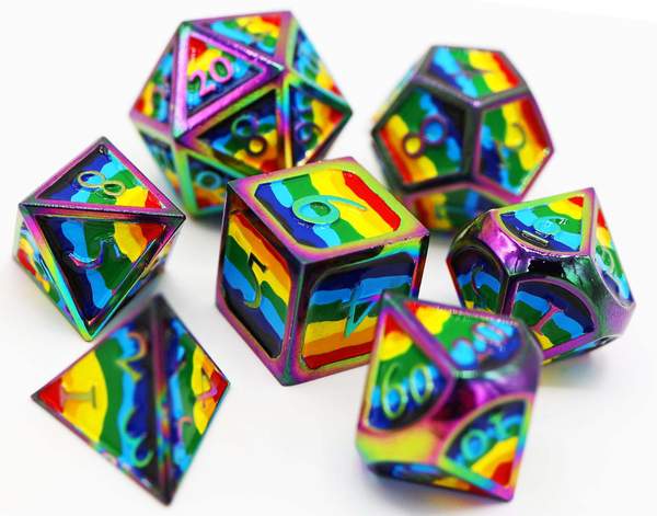 Rainbow Pride Flag - RPG Metal Dice Set | Game Grid - Logan