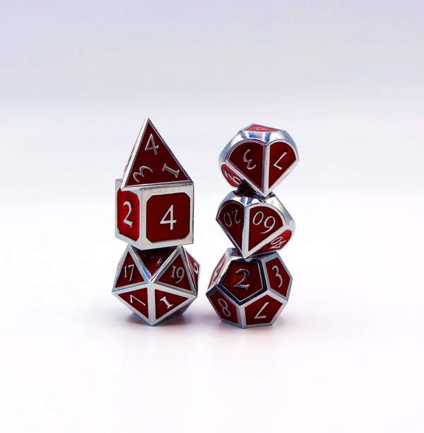 Silver with Ruby RPG Dice Set | Game Grid - Logan