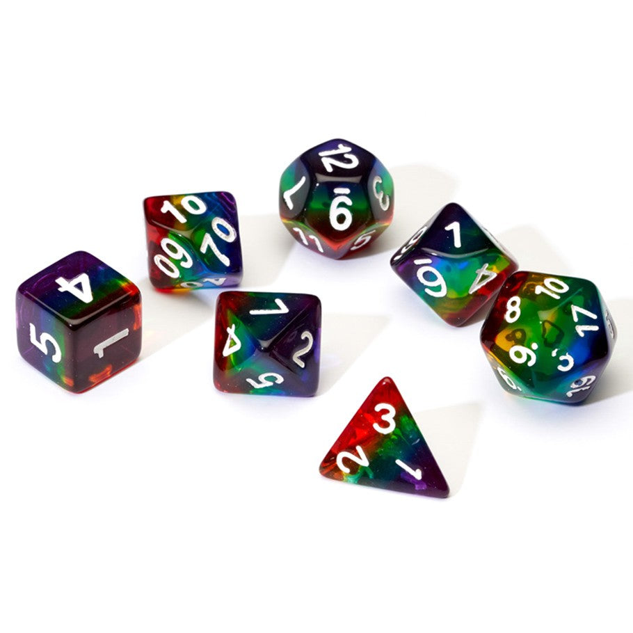 Sirius Dice: Rainbow Transparent RPG Set | Game Grid - Logan