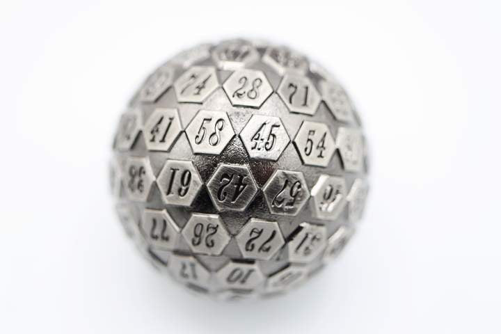 45mm Metal D100 - Silver | Game Grid - Logan