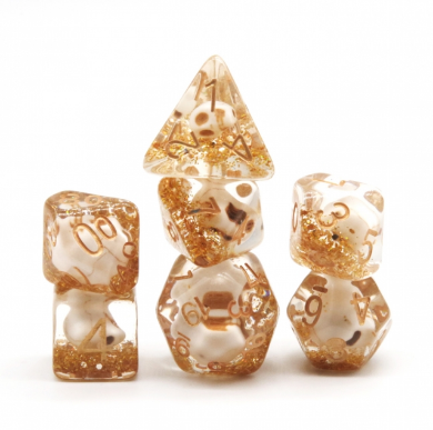 Skull & Gold Glitter RPG Dice Set | Game Grid - Logan