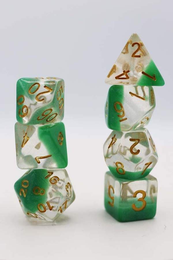 Snowglobe Green Glitter RPG Dice Set | Game Grid - Logan